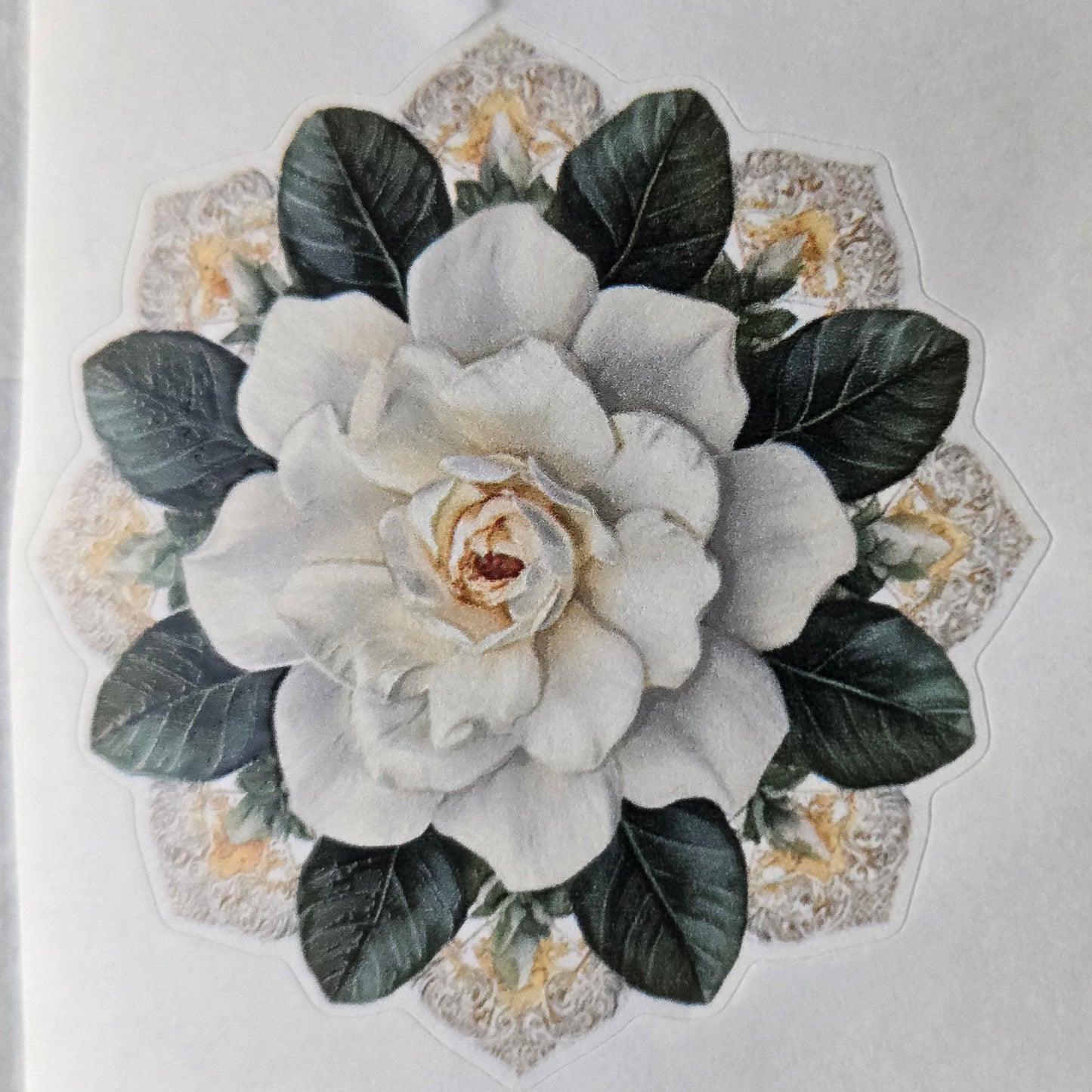 London Gifties Lively Green Florall & Leaf Mandalas WASHI kiss-cut raised 3D gloss 6cm wide