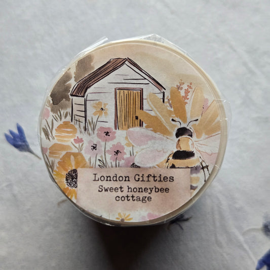 London Gifties Sweet Honeybee Cottage kiss-cut raised 3D gloss 6cm wide