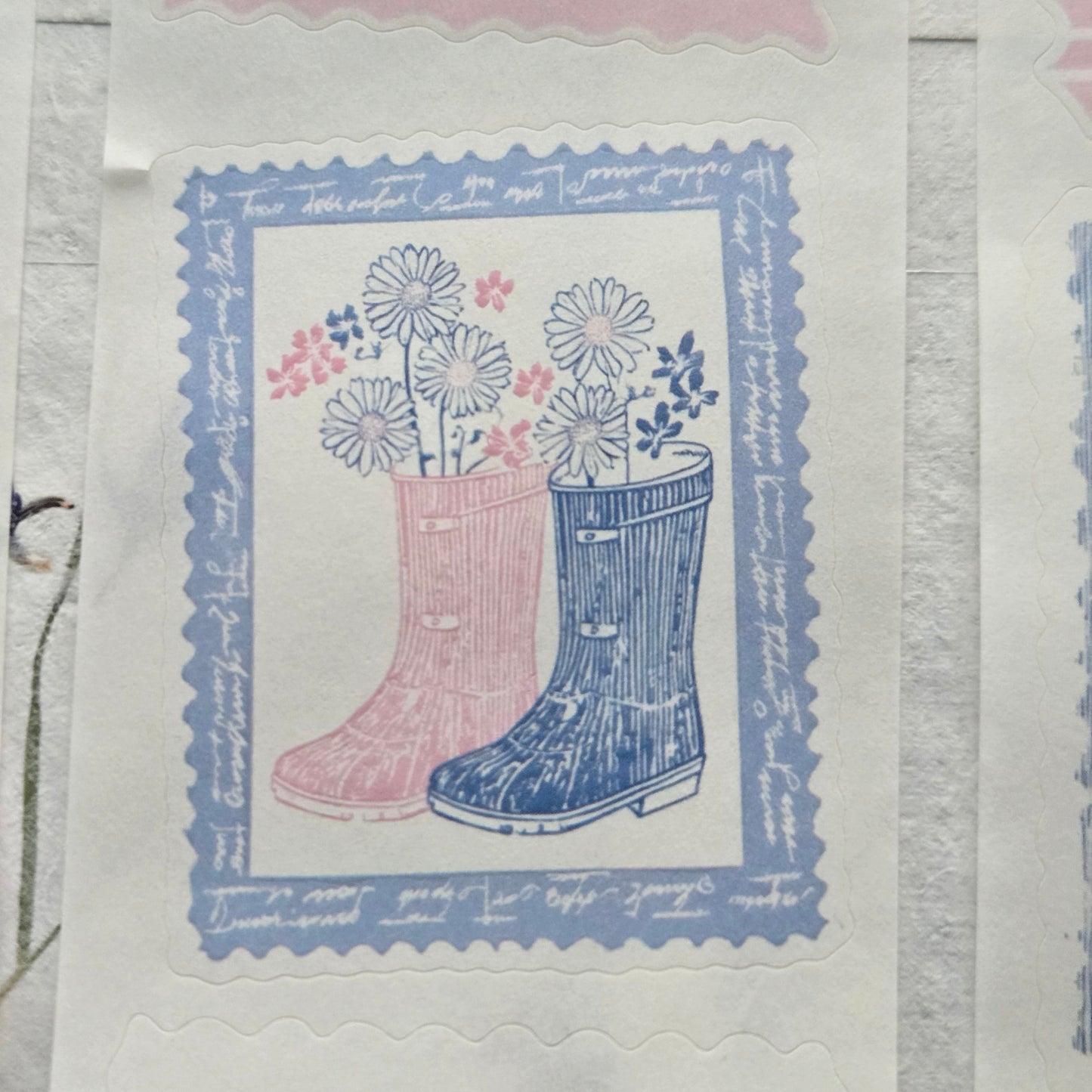London Gifties Happy Little Stamps kiss-cut raised 3D gloss 6cm wide