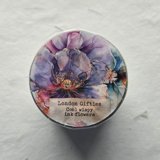 London Gifties Cool Wispy Ink Flowers 6cm kiss cut PET tape