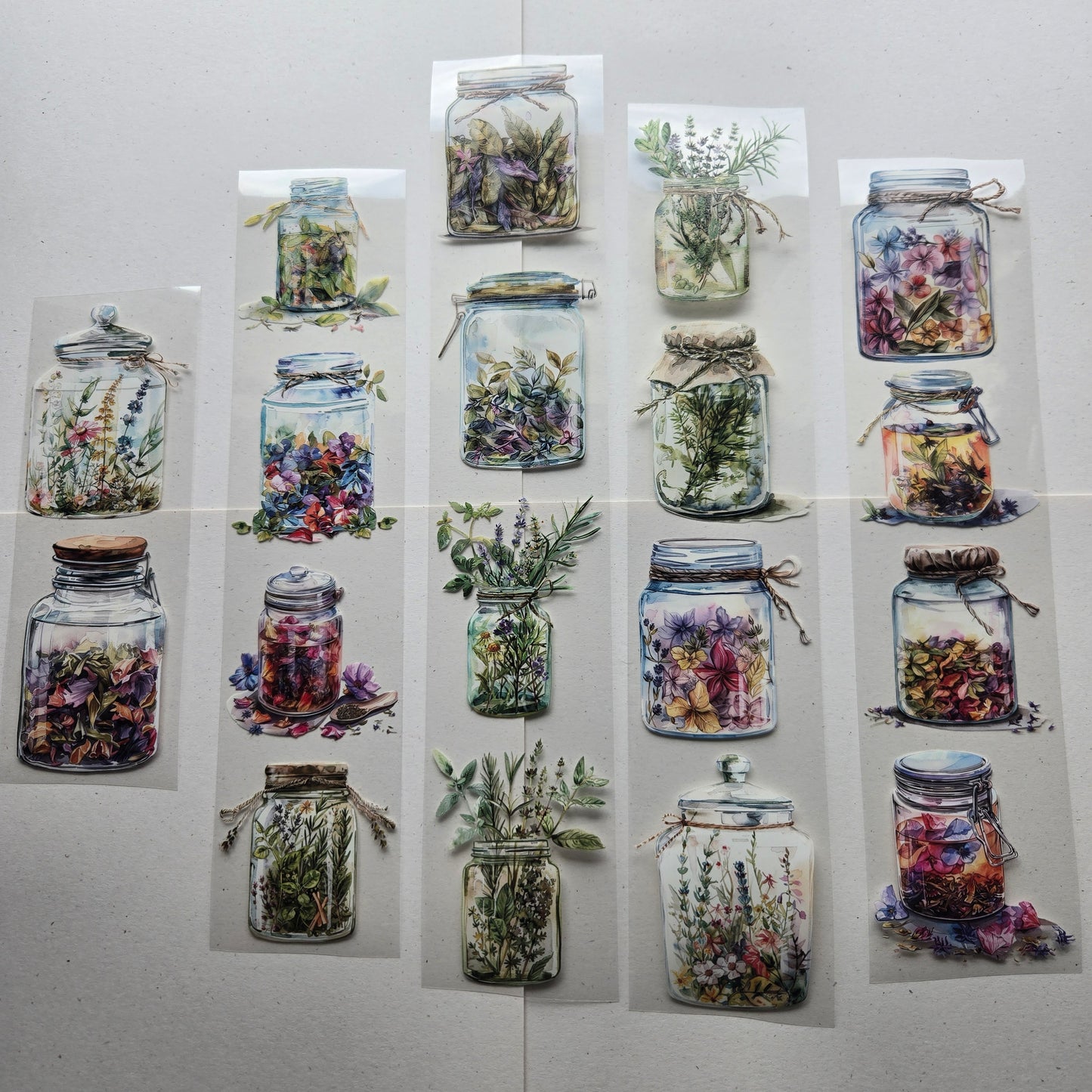London Gifties Herby Wildflower Jars 6cm kiss cut PET tape