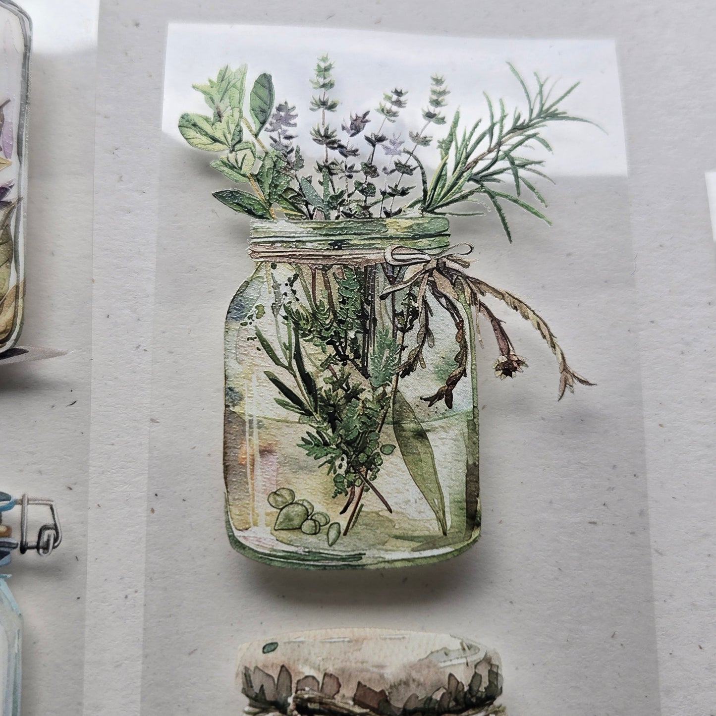 London Gifties Herby Wildflower Jars 6cm kiss cut PET tape
