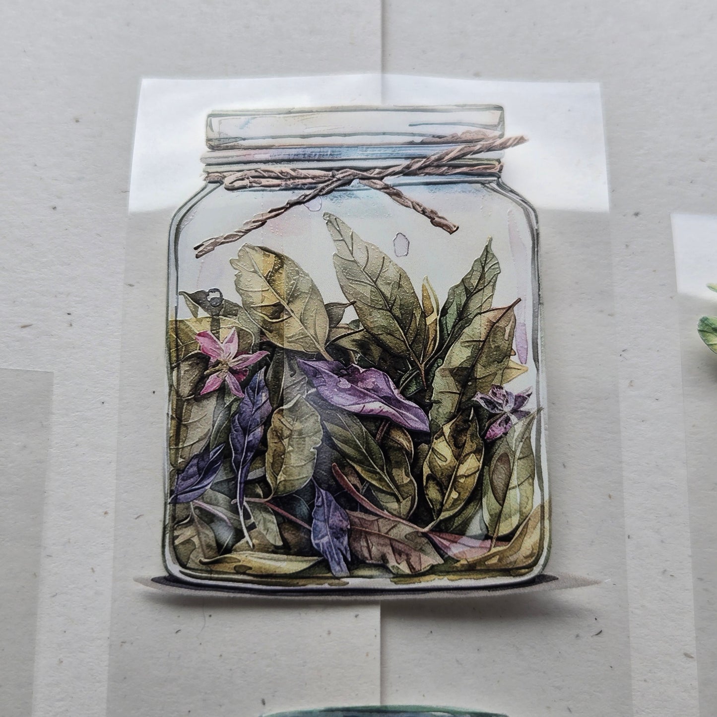 London Gifties Herby Wildflower Jars 6cm kiss cut PET tape