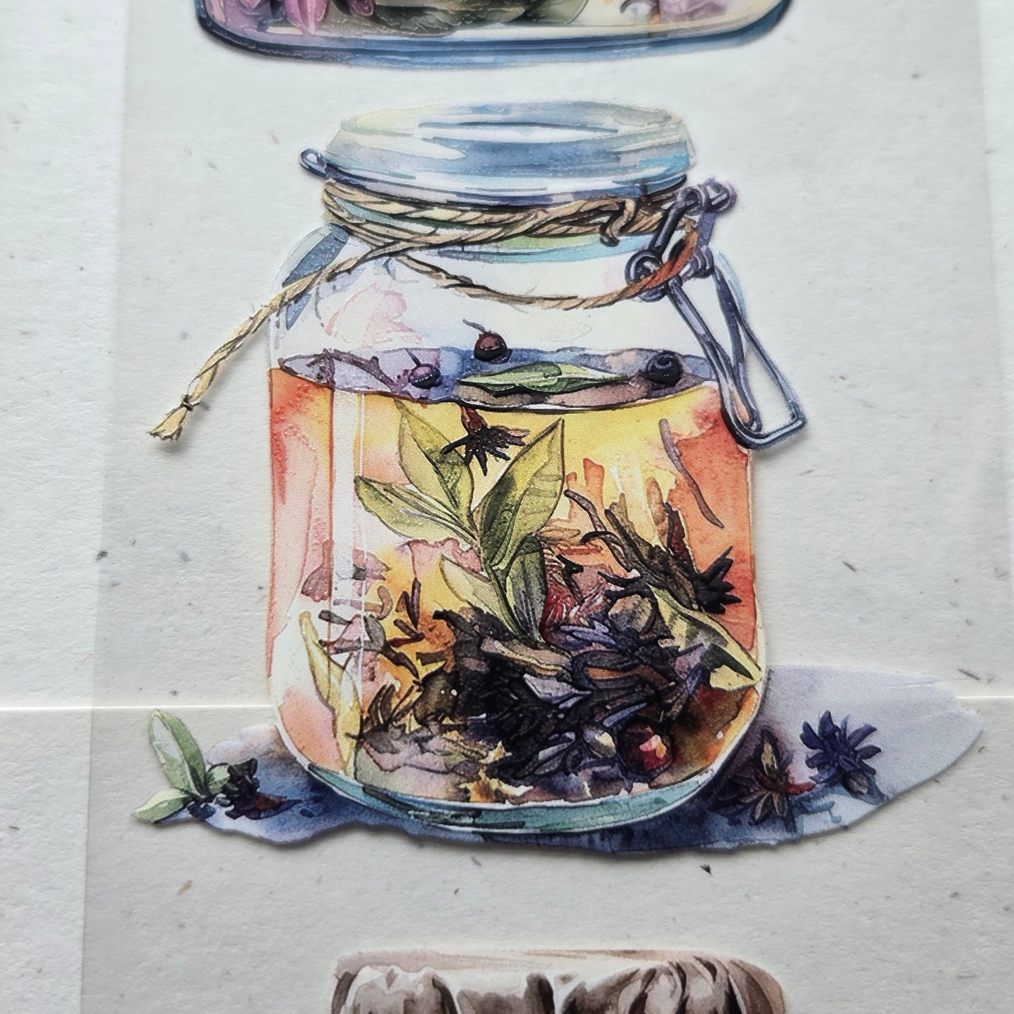 London Gifties Herby Wildflower Jars 6cm kiss cut PET tape