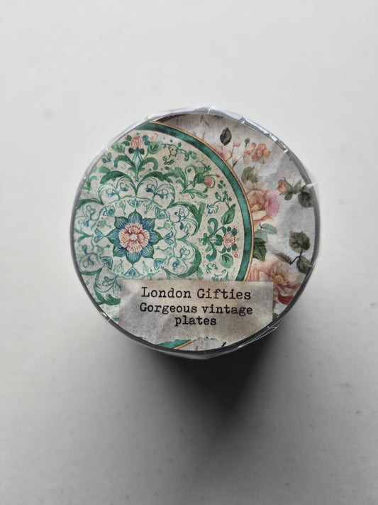 London Gifties Gorgeous Vintage Plates 6cm Wide Kiss Cut Ink PET Tape