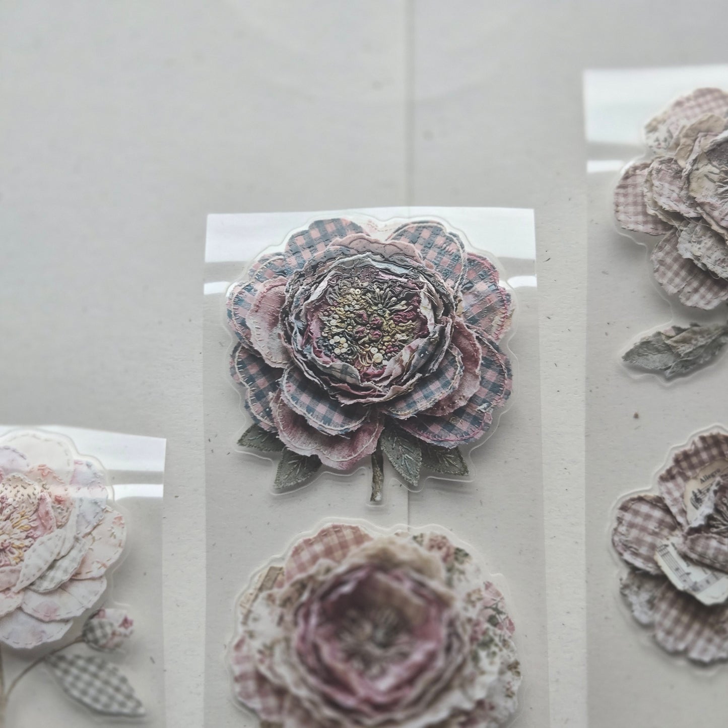 London Gifties Cottage Garden Patchwork Peonies 6cm Wide Kiss Cut Ink PET Tape