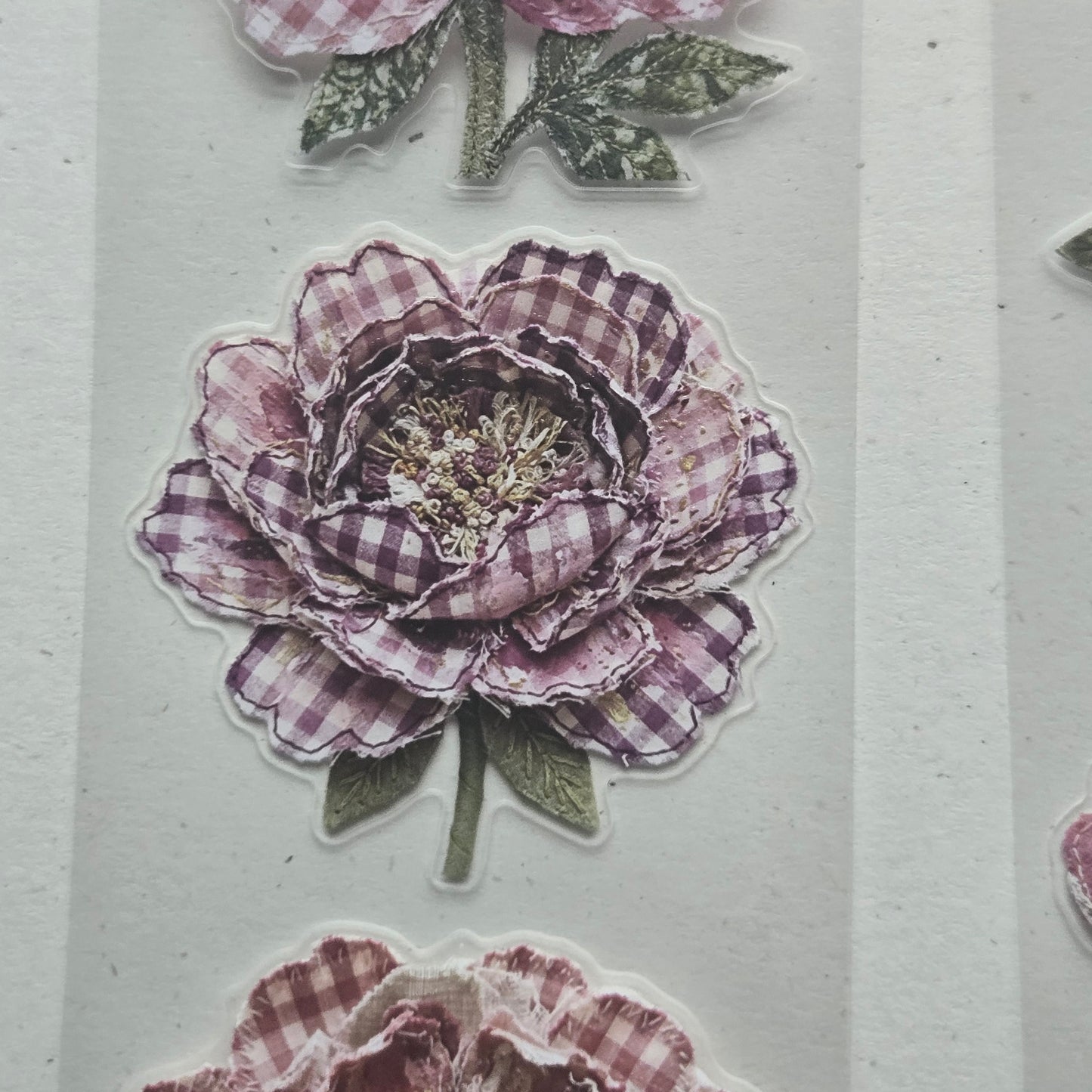 London Gifties Cottage Garden Patchwork Peonies 6cm Wide Kiss Cut Ink PET Tape