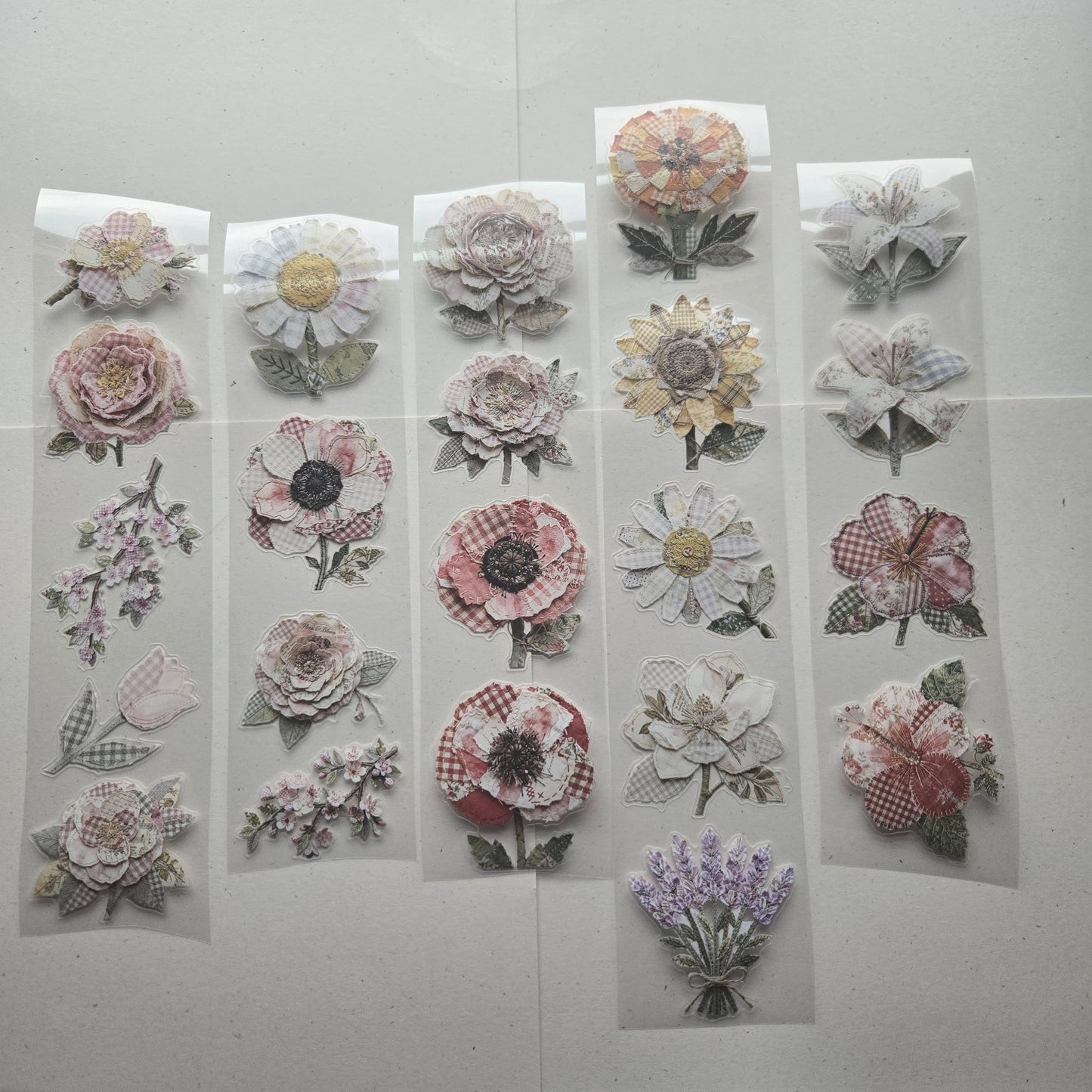 London Gifties Fabric Patchwork Embroidery Florals 6cm Wide Kiss Cut Ink PET Tape