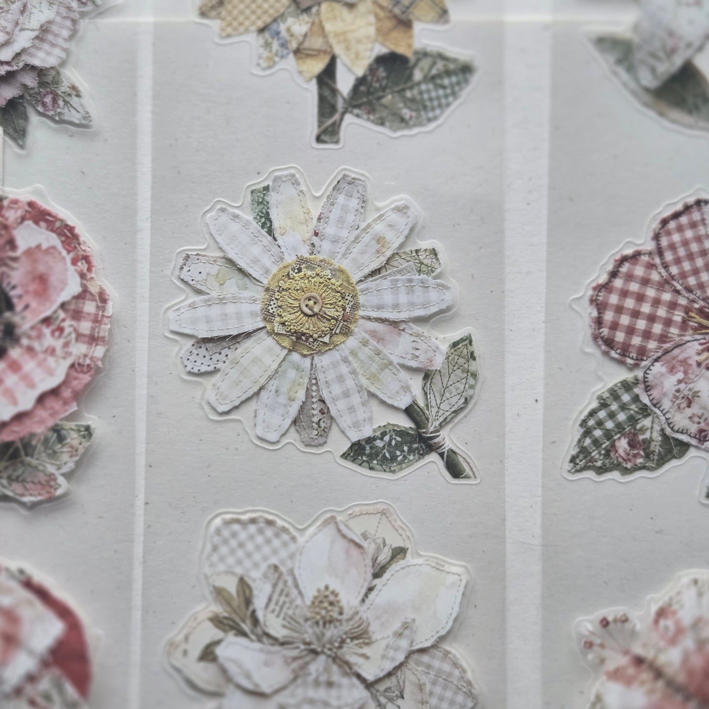 London Gifties Fabric Patchwork Embroidery Florals 6cm Wide Kiss Cut Ink PET Tape