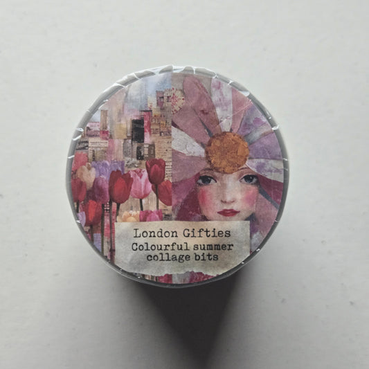 London Gifties Colourful Summer Collage Bits 6cm Wide Kiss Cut Ink PET Tape