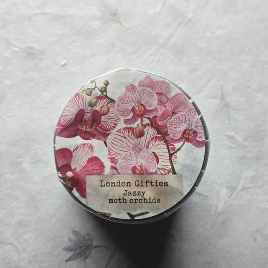London Gifties Jazzy Moth Orchids 6cm Wide Kiss Cut Ink PET Tape