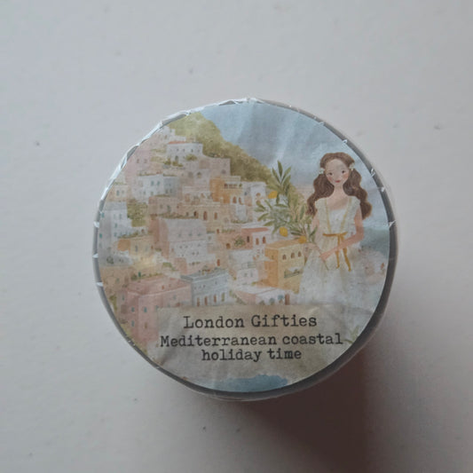 London Gifties Mediterranean Coastal Holiday Time 6cm Wide Kiss Cut Ink PET Tape