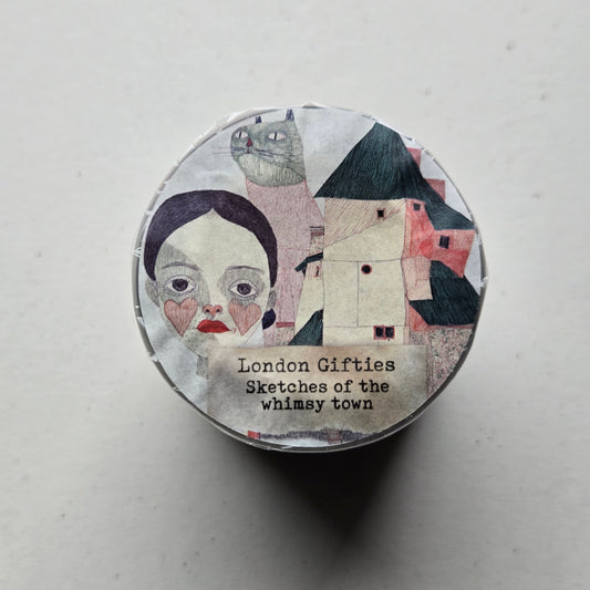 London Gifties Sketches Of The Whimsy Town 6cm Wide Kiss Cut Ink PET Tape