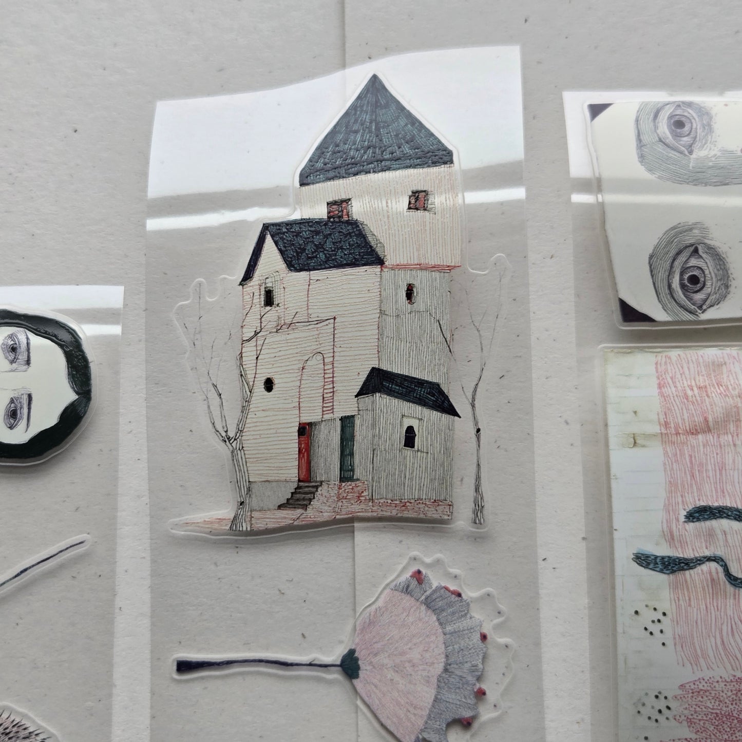 London Gifties Sketches Of The Whimsy Town 6cm Wide Kiss Cut Ink PET Tape