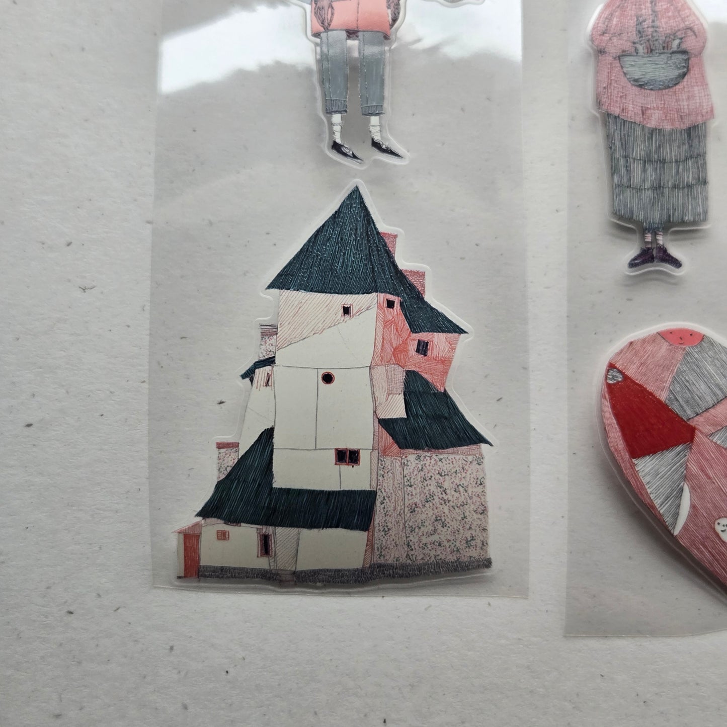 London Gifties Sketches Of The Whimsy Town 6cm Wide Kiss Cut Ink PET Tape