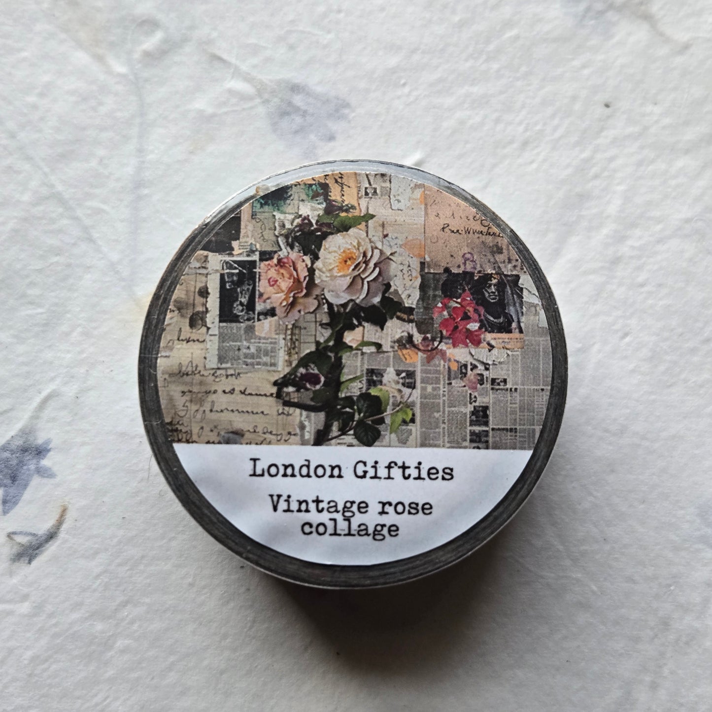 London Gifties Vintage Rose Collage 2cm wide foil washi tape