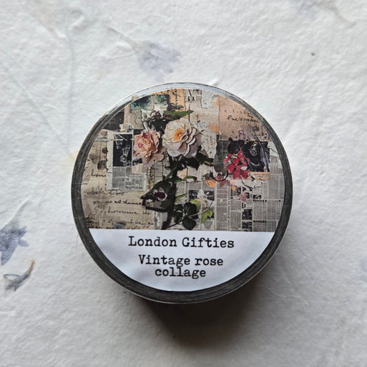 London Gifties Vintage Rose Collage 2cm wide foil washi tape