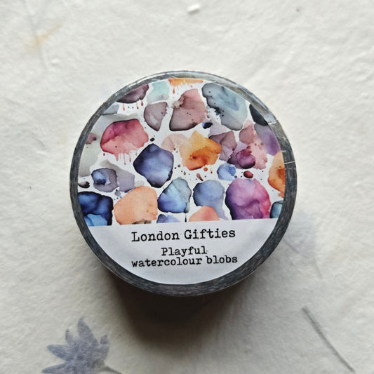 London Gifties Playful Watercolour Blobs 2cm wide foil washi tape