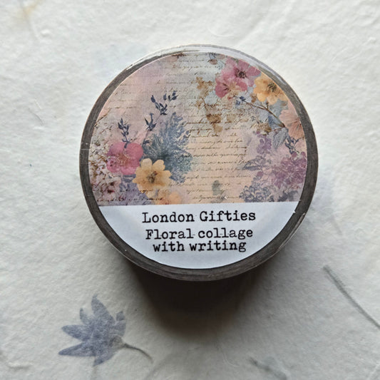 London Gifties Floral Collage with Writing 2cm wide foil washi tape