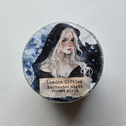 London Gifties Enchanted Night Forest Girls 6cm Wide Kiss Cut Ink PET Tape