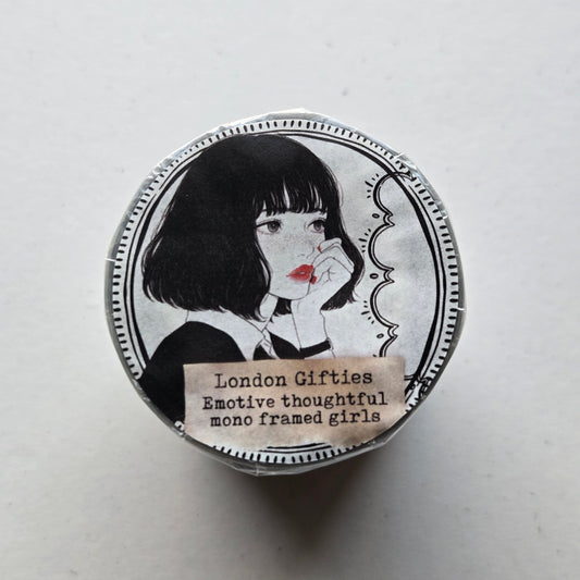 London Gifties Emotive Thoughtful Mono Framed Girls 8cm Wide Kiss Cut Ink PET Tape