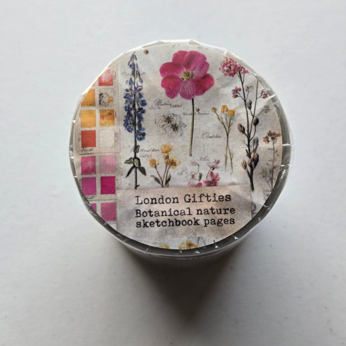 London Gifties Botanical Nature Sketchbook Pages 8cm Wide Kiss Cut Ink PET Tape