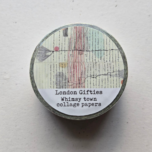 London Gifties Whimsy Town Collage Papers 2cm Washi Tape with Holographic Foil