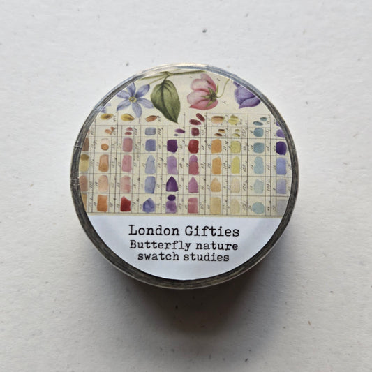 London Gifties Butterfly Nature Swatch Studies 2cm Washi Tape with Holographic Foil