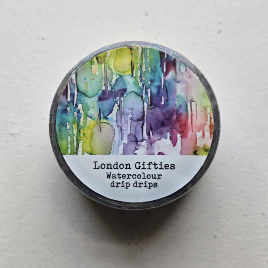 London Gifties Watercolour Drip Drips 2cm Washi Tape with Holographic Foil