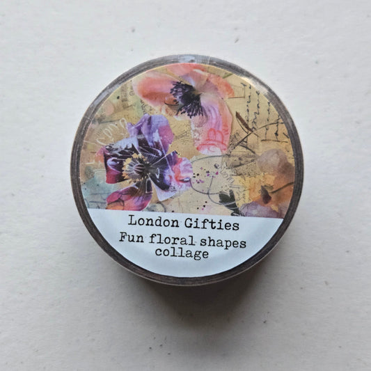 London Gifties Fun Floral Shapes Collage 2cm Washi Tape with Holographic Foil
