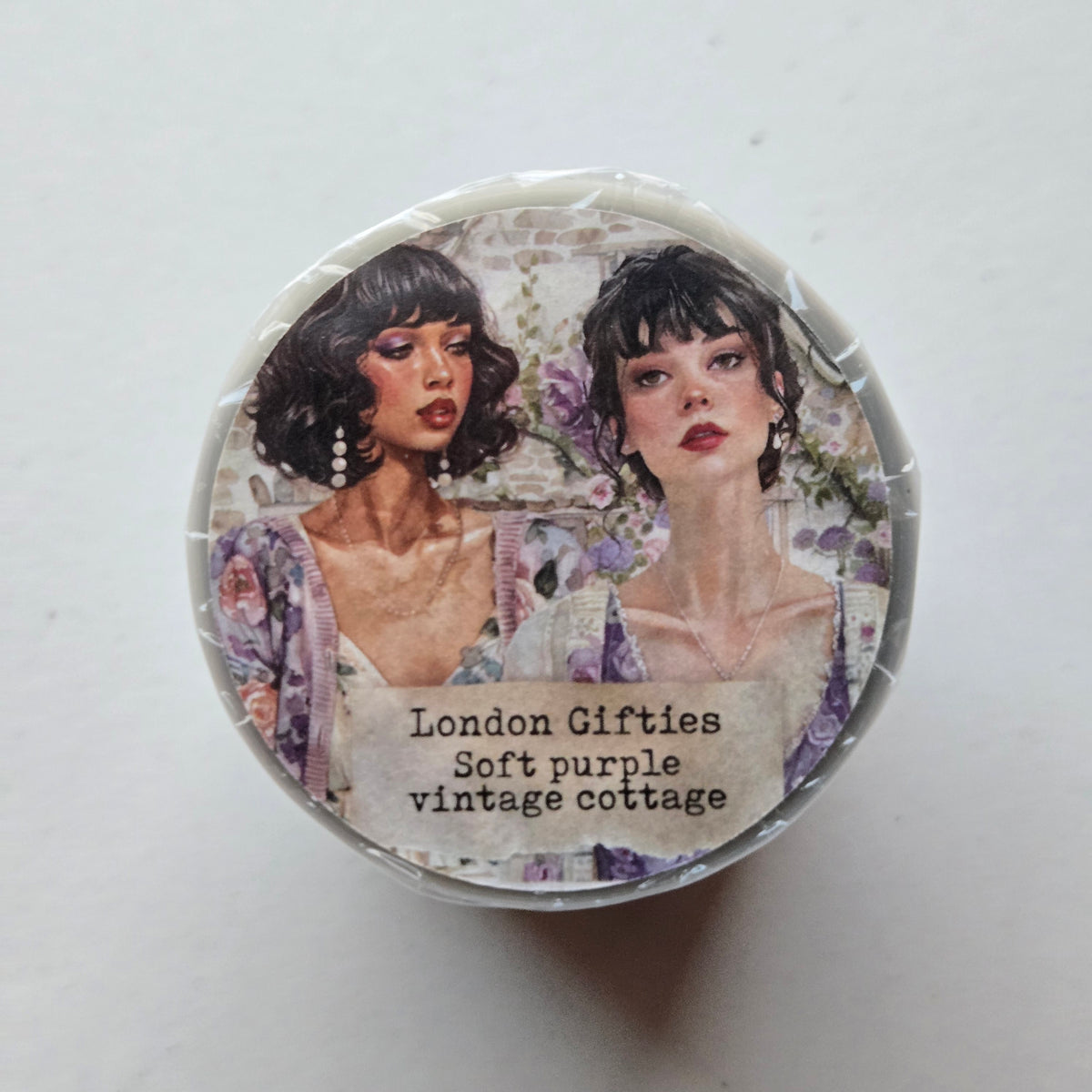 London Gifites Soft Purple Vintage Cottage 7cm wide PET tape