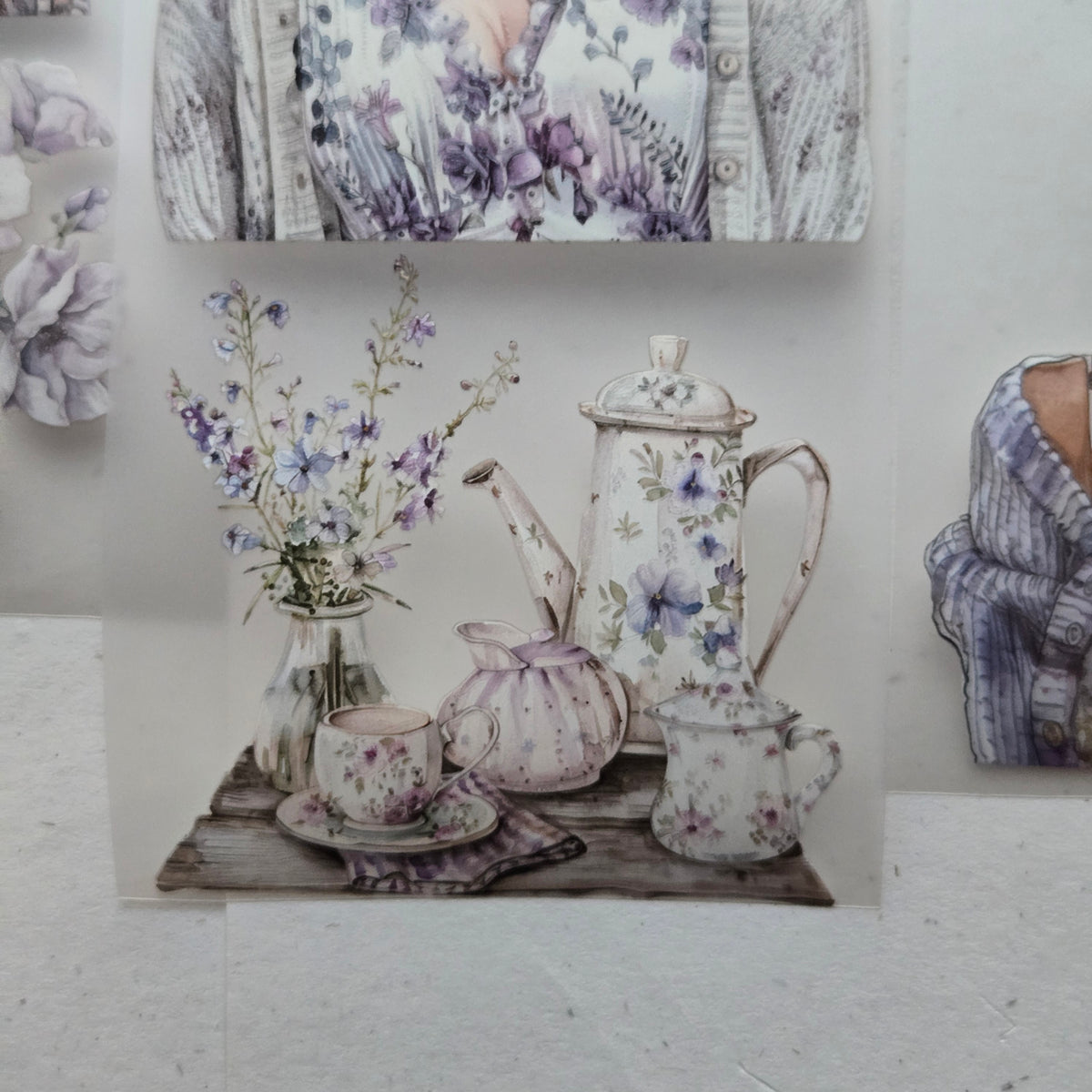 London Gifites Soft Purple Vintage Cottage 7cm wide PET tape