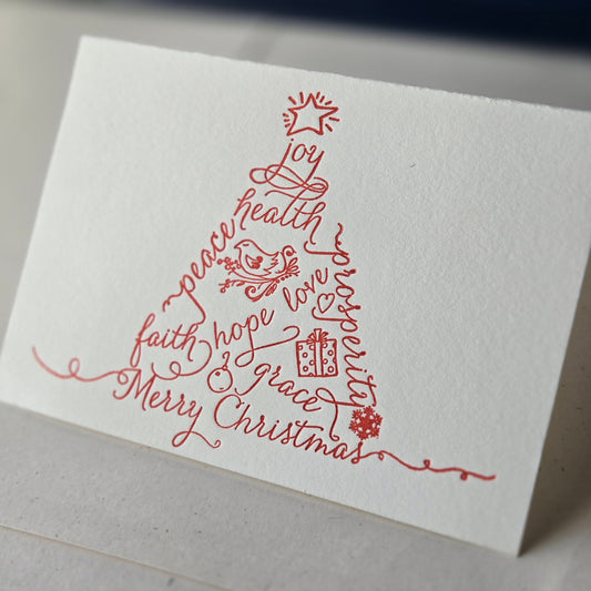 Christmas Words Tree Greeting Card