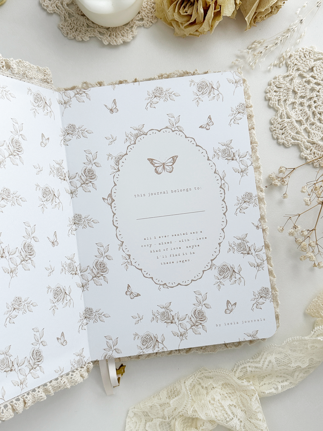 Leela A5 brown sweater lace notebook