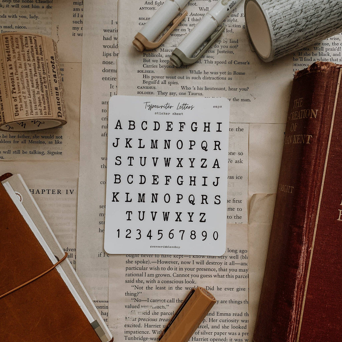 Typewriter Letters Sticker Sheet (uppercase)