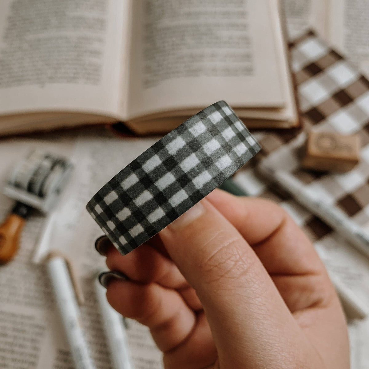 Green Gingham Washi Tape