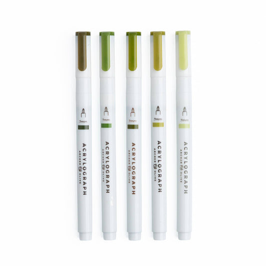 Leaf Green Hues Sets of 5: Acrylograph