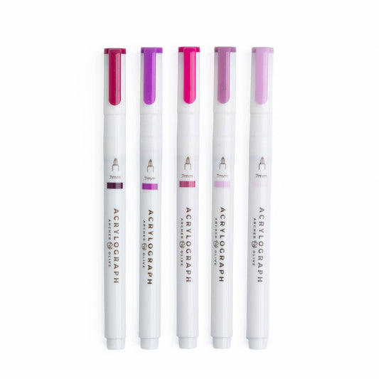 Fuchsia Hues Sets of 5: Acrylograph