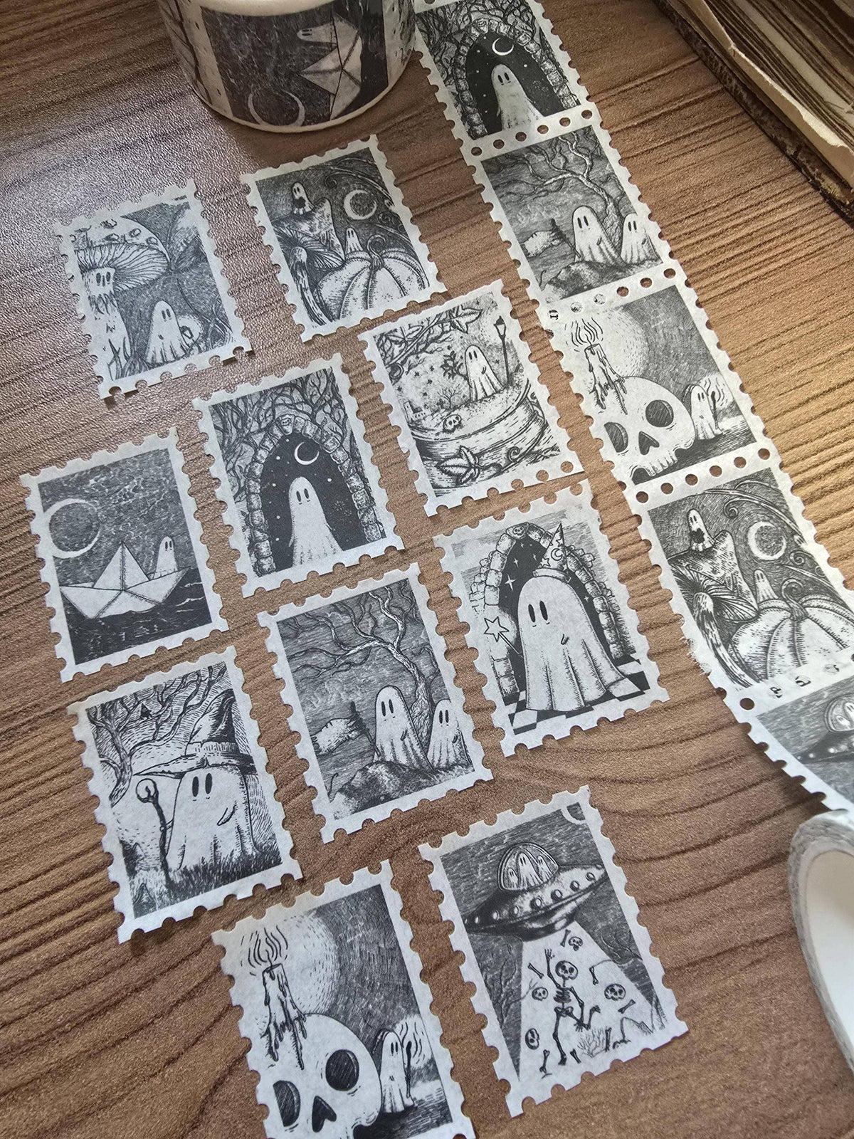 Ghosties Galore stamp washi tape by Jon Turner Illustration