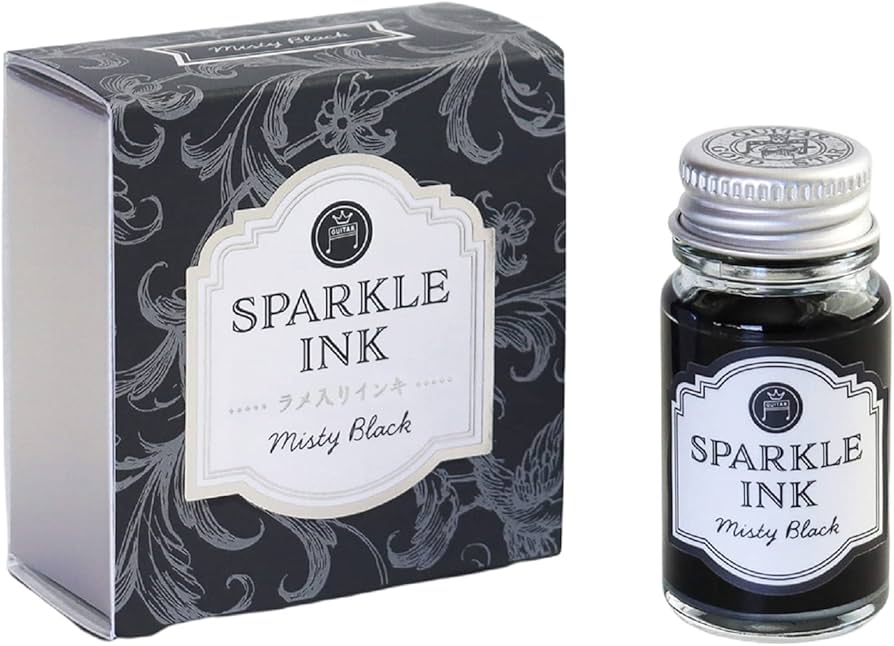 Teranishi Guitar Sparkle Ink Misty Black 12 ml bottle and decorative box