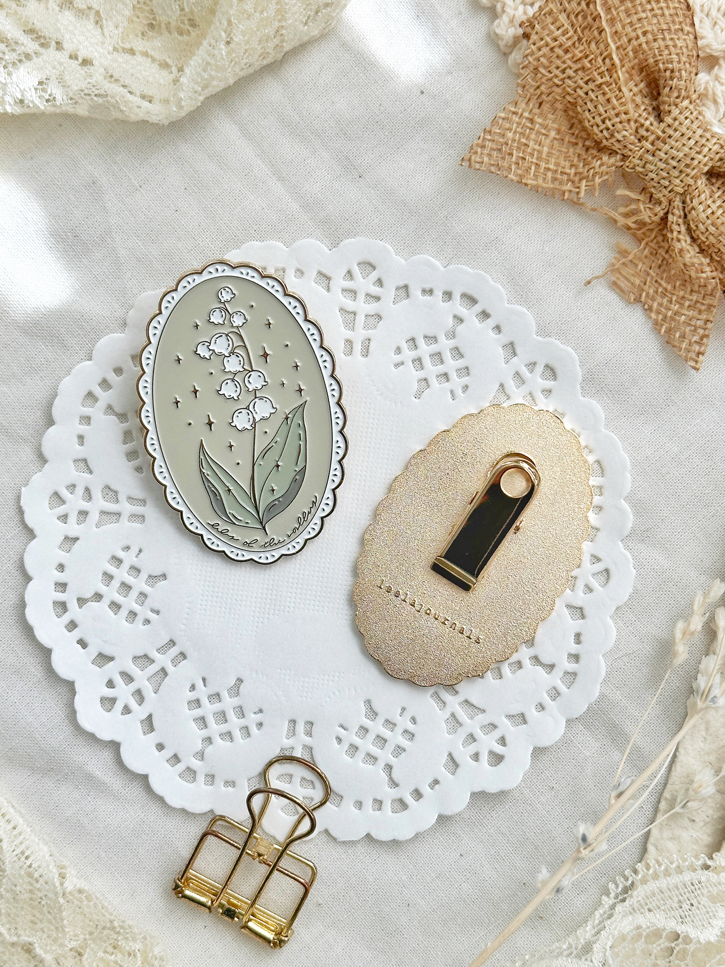 Leela Journals Lily of the valley enamel journaling clip