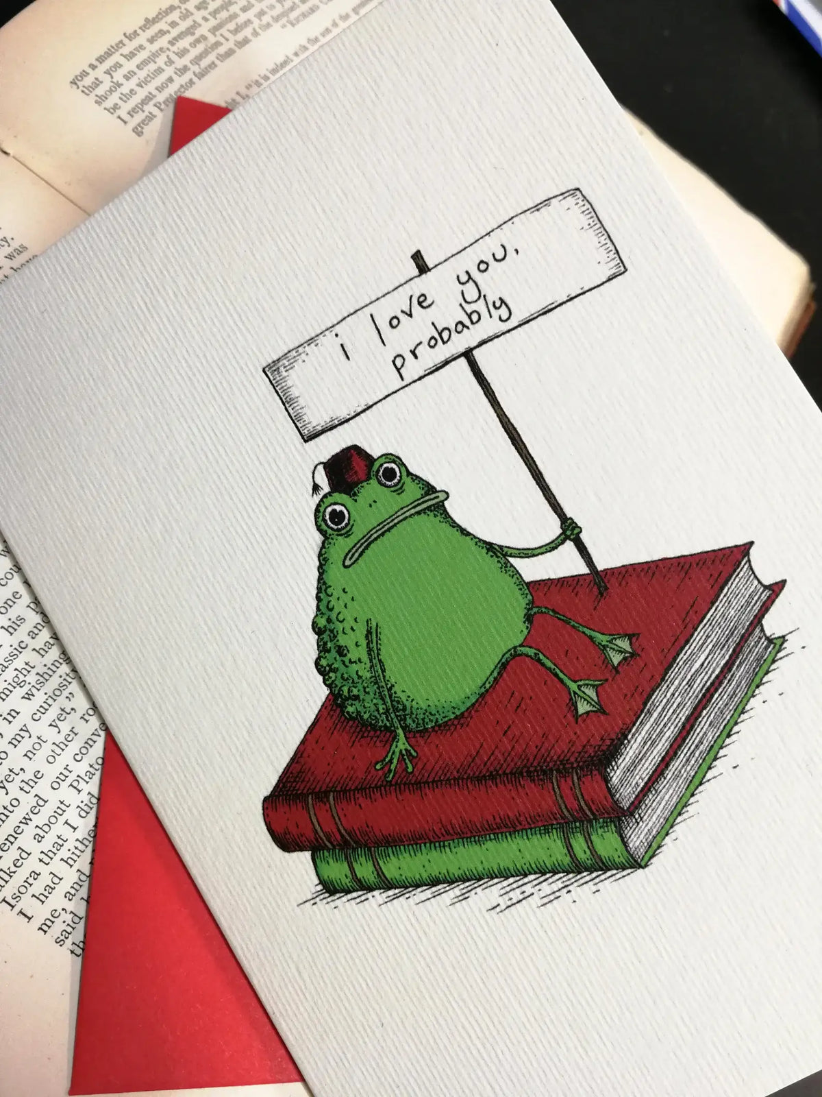 Romantic Toad blank greeting card by Jon Turner Illustration