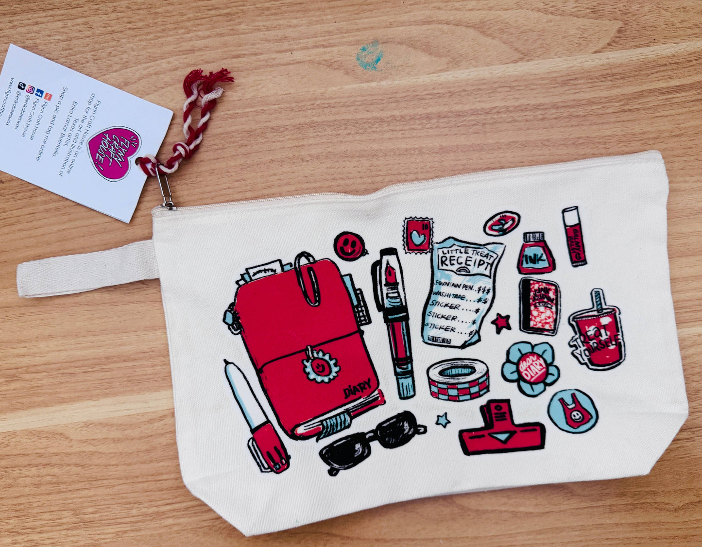 Zippered Canvas Pencil Pouch: Latte