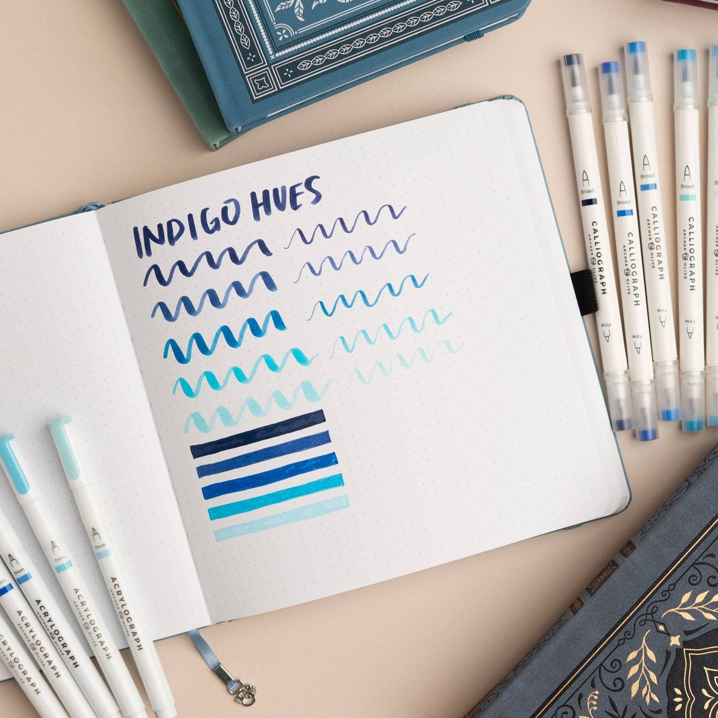 Indigo Hues Sets of 5: Acrylograph