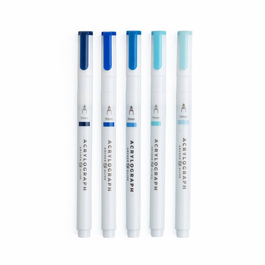 Indigo Hues Sets of 5: Acrylograph