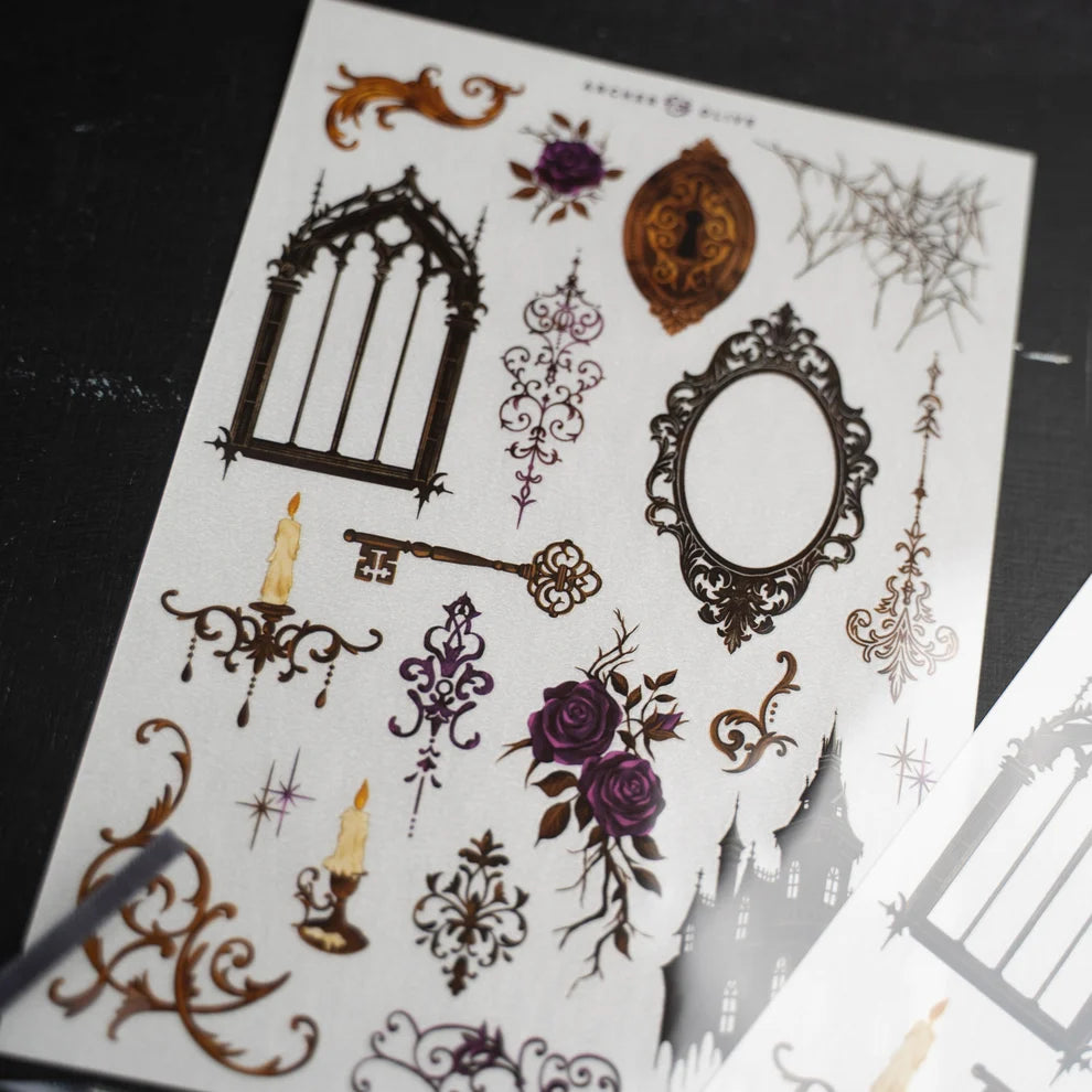 Archer & Olive Whispering Walls Halloween Box Rub-On Sticker Set | 2 Sheets
