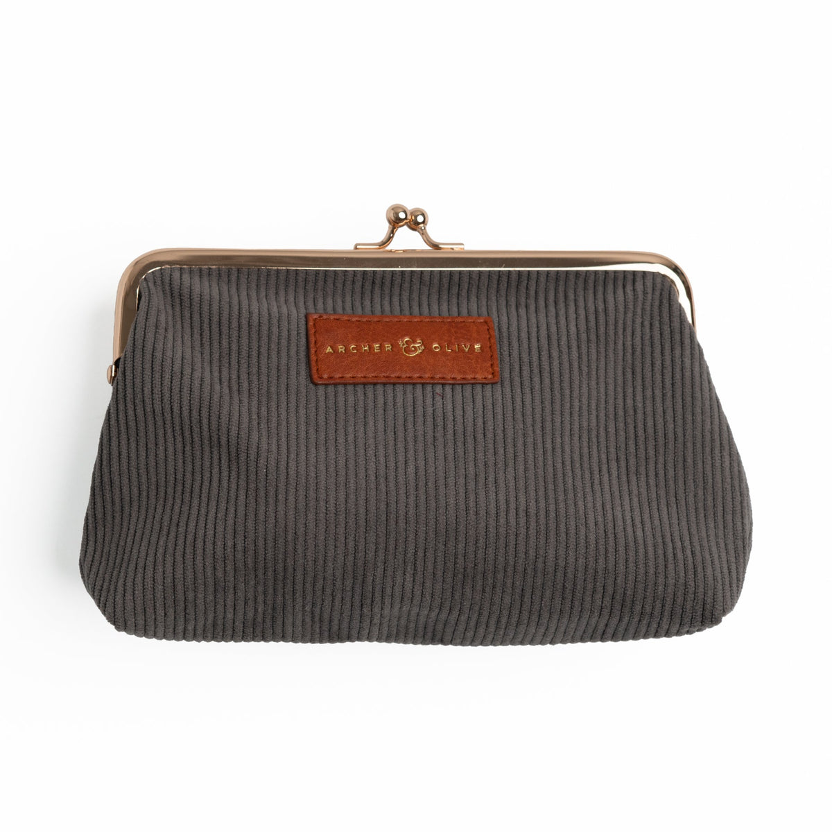 Archer & Olive Quiet Corners Kiss-Lock Pouch | in Gray