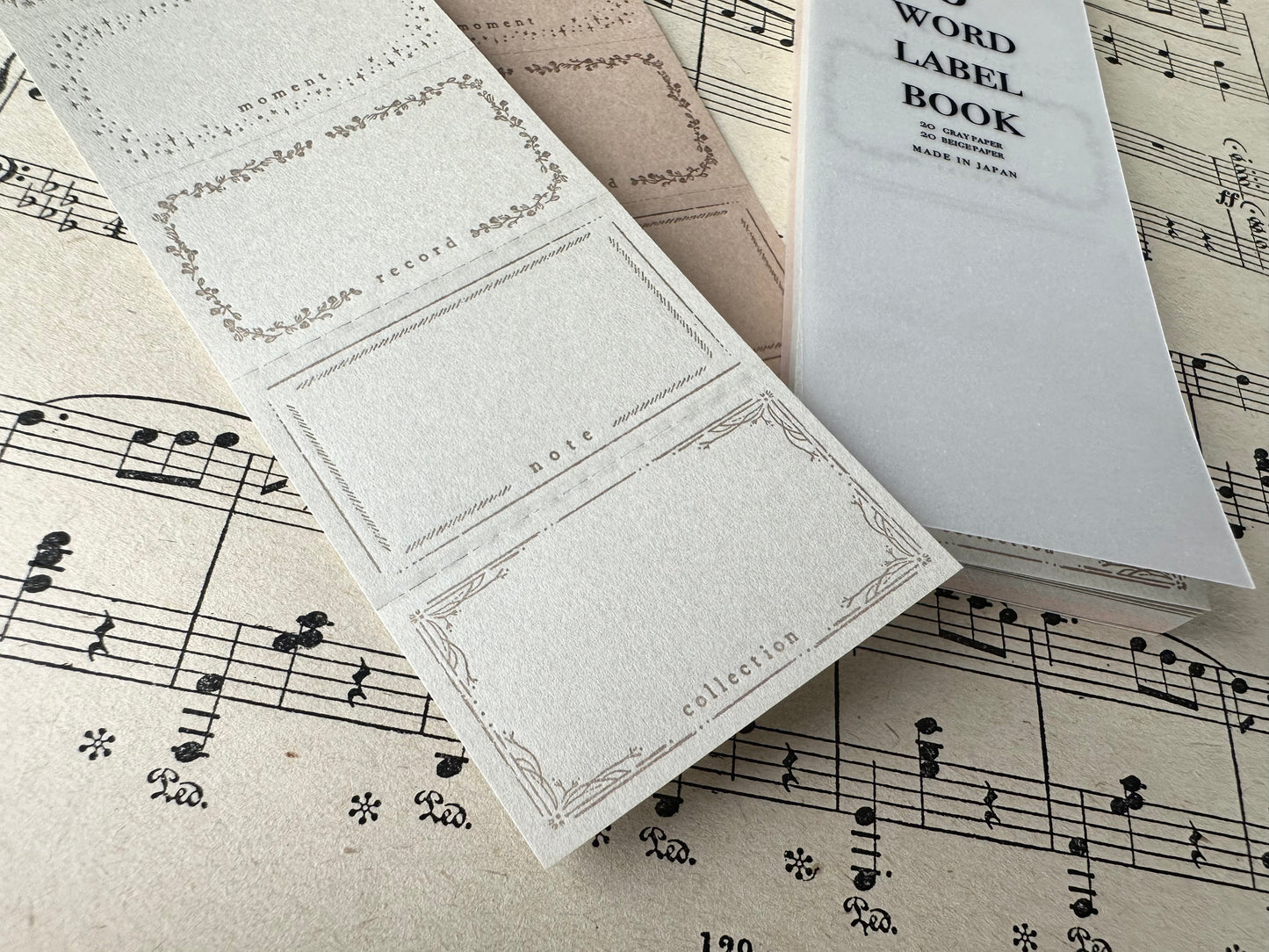 Oeda Letterpress 5 Word Label Book - Gray & Beige