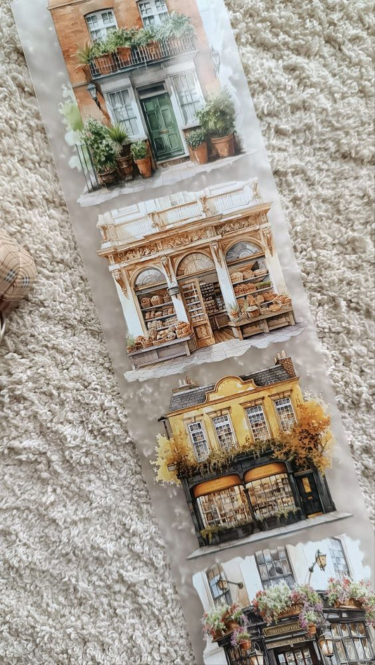 London Gifites Georgian Style English Buildings 6cm wide glossy 3D kiss-cut PET tape Loop