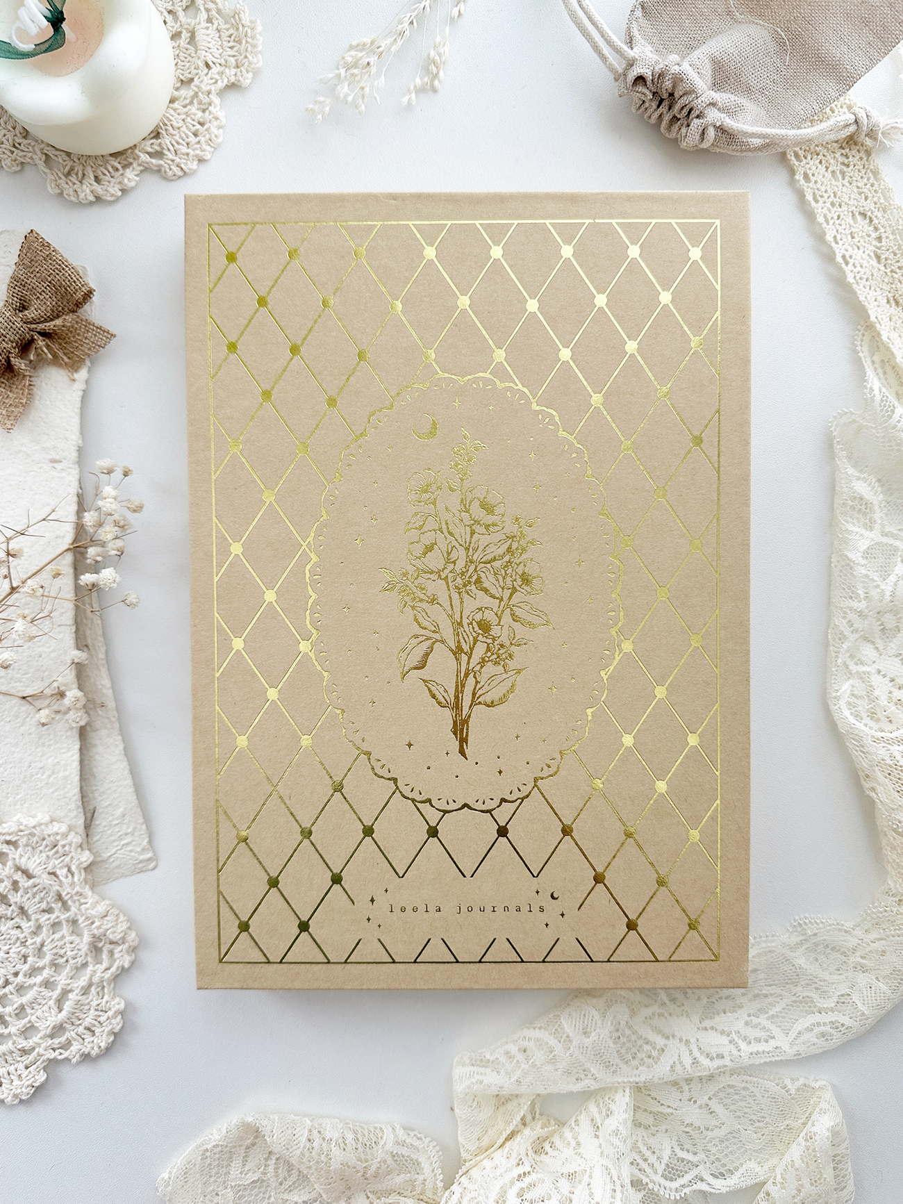 Leela A5 brown sweater lace notebook